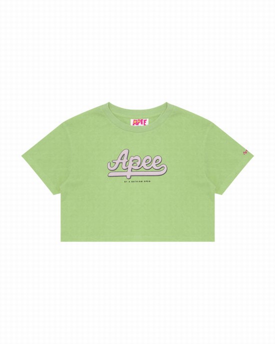 Dámské Tričko Bape Grafická cropped Zelene | 96453JVAR