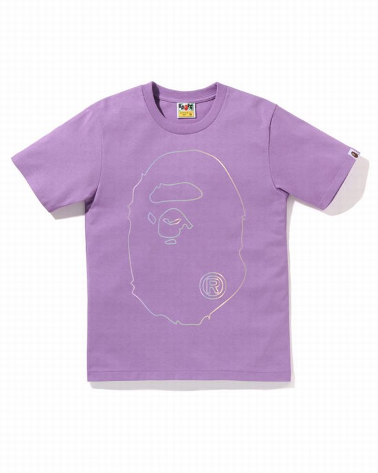 Dámské Tričko Bape Hologram Big Ape Head Fialové | 06453YXAN