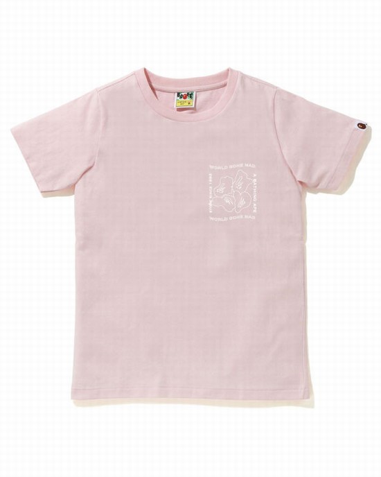 Dámské Tričko Bape Ink Print Růžové | 35170TOQG
