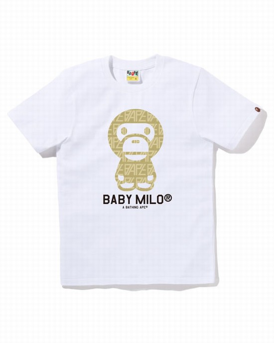 Dámské Tričko Bape Logo Monogram Milo Bílé | 26187YJPK