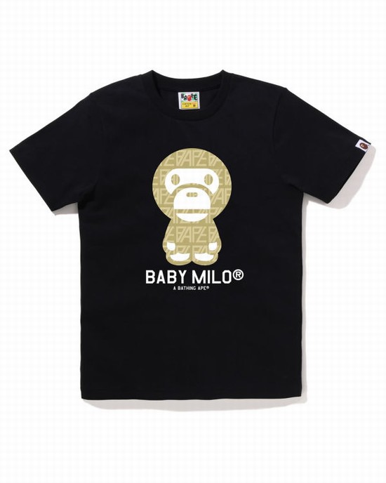 Dámské Tričko Bape Logo Monogram Milo Černé | 57813FDIZ