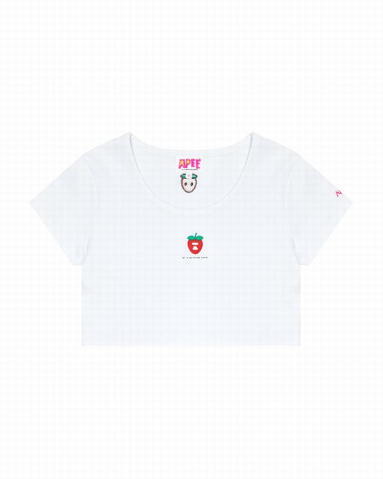Dámské Tričko Bape Logo berry Bílé | 80759MXHZ