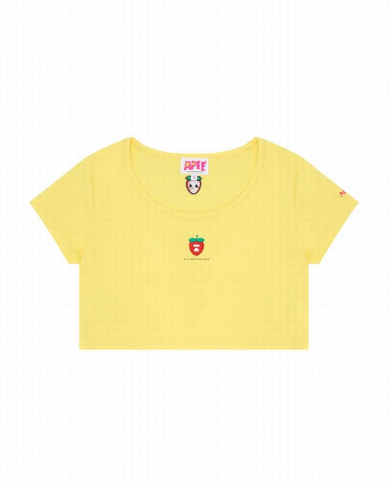 Dámské Tričko Bape Logo berry Citrón Žluté | 04596CSGT