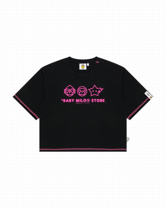 Dámské Tričko Bape Logo crop fit Černé | 56843SNUR