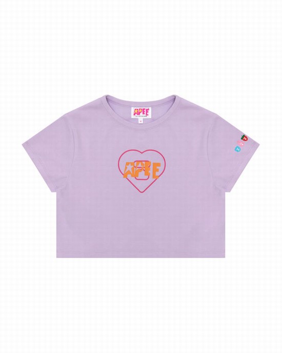 Dámské Tričko Bape Logo printed slim cut Fialové | 18902IMDP