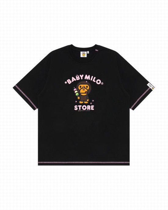 Dámské Tričko Bape Milo boxy fit Černé | 42978MRLQ