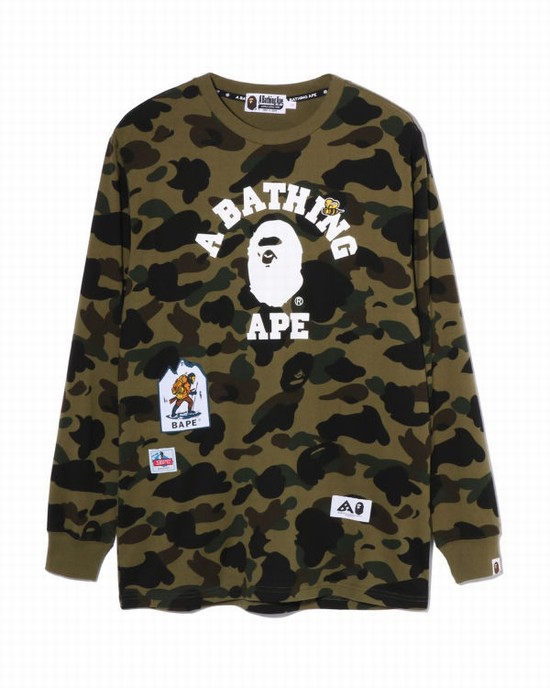 Dámské Tričko Bape Multi Label 1st Camo L/S Zelene | 54267NFWG