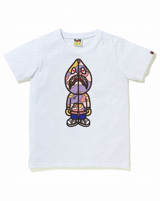 Dámské Tričko Bape STA Camo Classic Milo Shark Bílé | 54263NBQL