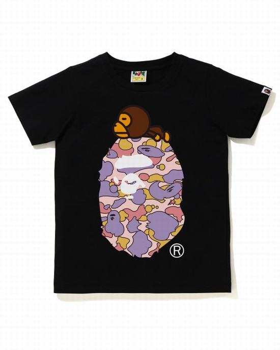 Dámské Tričko Bape STA Camo Milo On Big Ape Černé | 24786MVKX