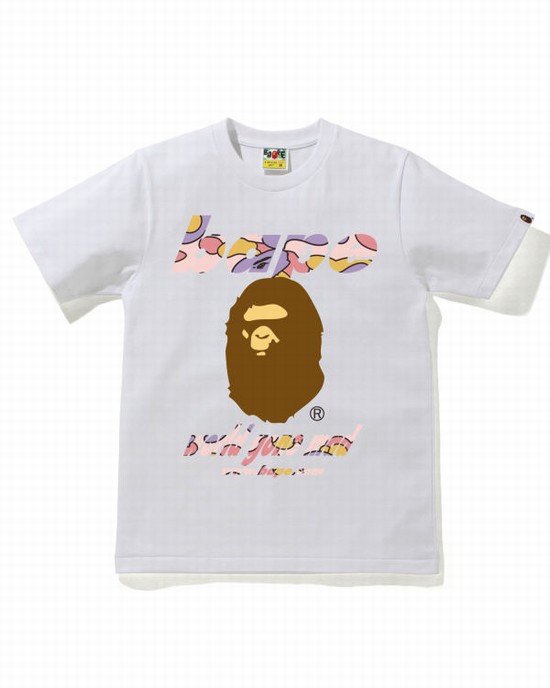 Dámské Tričko Bape STA Camo WGM Ape Head Bílé | 35649VOUH