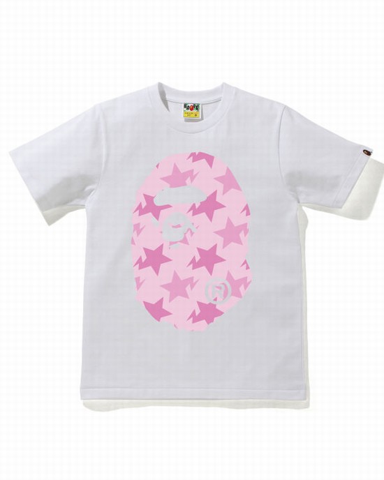 Dámské Tričko Bape STA Pattern Big Ape Head Bílé | 16742YXJI
