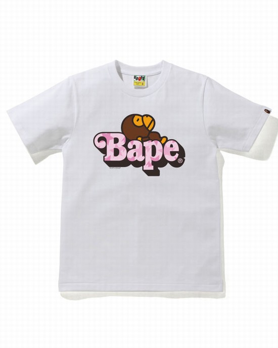 Dámské Tričko Bape STA Pattern Milo On Bílé | 80954GBTJ