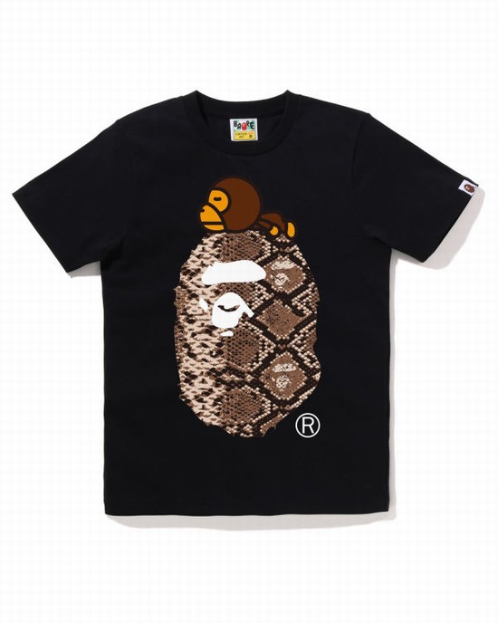 Dámské Tričko Bape Snake Milo On Big Ape Černé | 08923SZFK