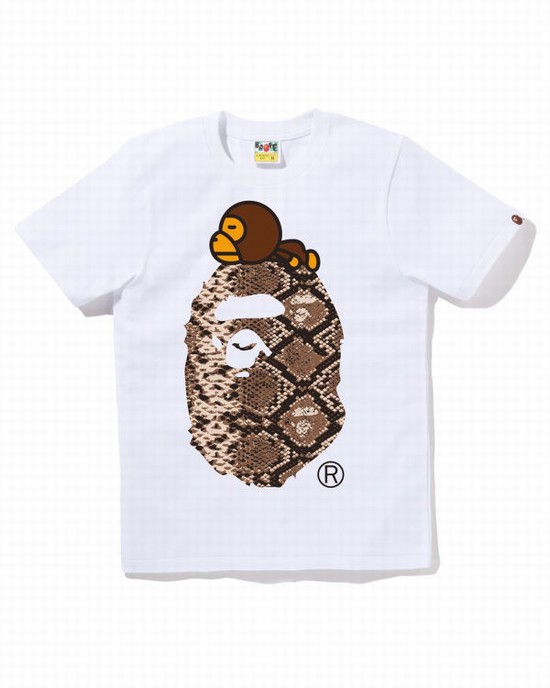 Dámské Tričko Bape Snake Milo On Big Ape Bílé | 31245KWRB