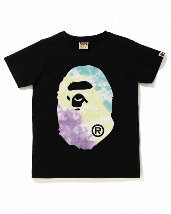 Dámské Tričko Bape Tie-Dye Big Ape Head Černé | 34091GWNL