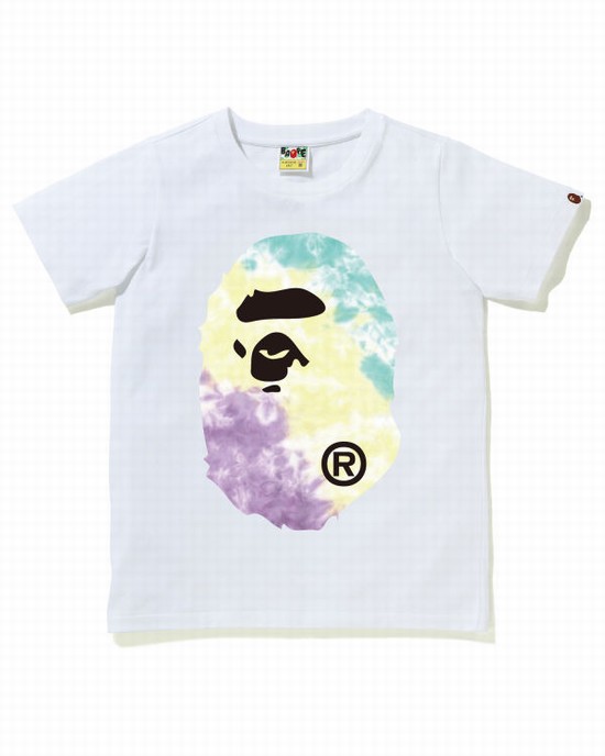 Dámské Tričko Bape Tie-Dye Big Ape Head Bílé | 45109CUZW