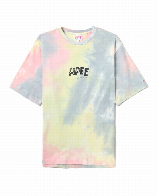 Dámské Tričko Bape Tie-dye graphic slit Růžové | 15672SUHR
