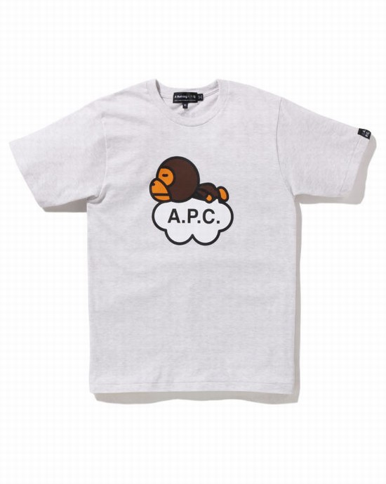 Dámské Tričko Bape X A.P.C. Milo Široké Šedé | 25467XKMW
