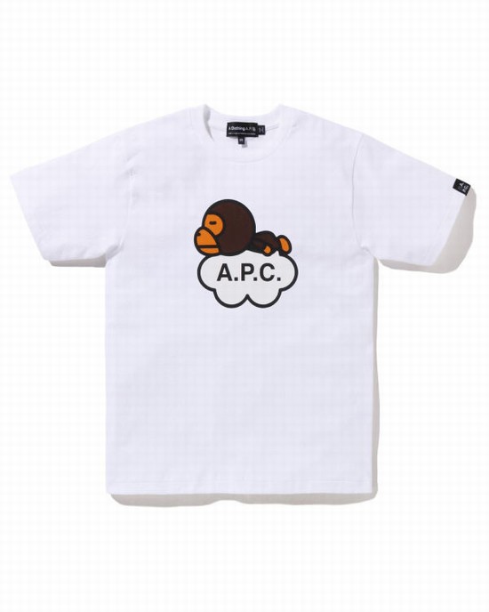 Dámské Tričko Bape X A.P.C. Milo Široké Bílé | 50247MJHB
