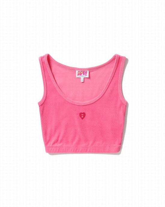 Dámské Vesty Bape Towelling crop Růžové | 80917YMPD