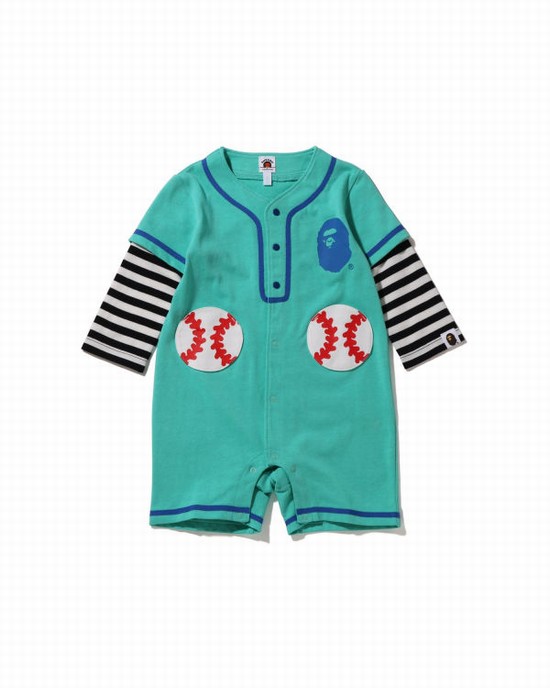 Dětské Body Bape Hoop Baseball Layered Rompers Mátově Zelená | 80249UCJO