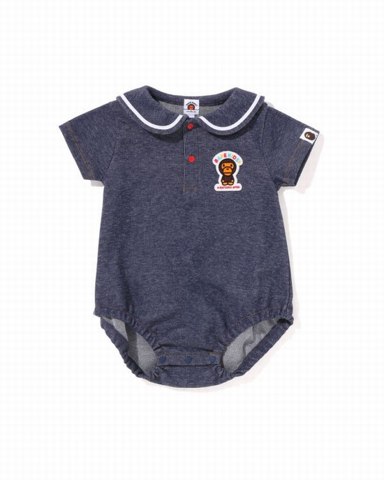 Dětské Body Bape Milo Jersey Denim Sailor Collar Blankyt | 43867VJEF