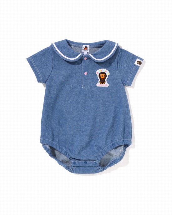 Dětské Body Bape Milo Jersey Denim Sailor Collar Blankyt | 75194GICP