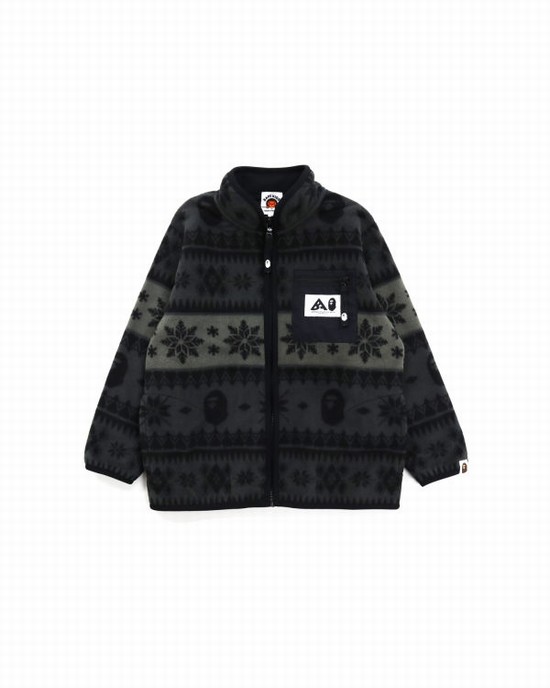 Dětské Bundy Bape Snow Pattern Stand Collar Černé | 16798MIWL
