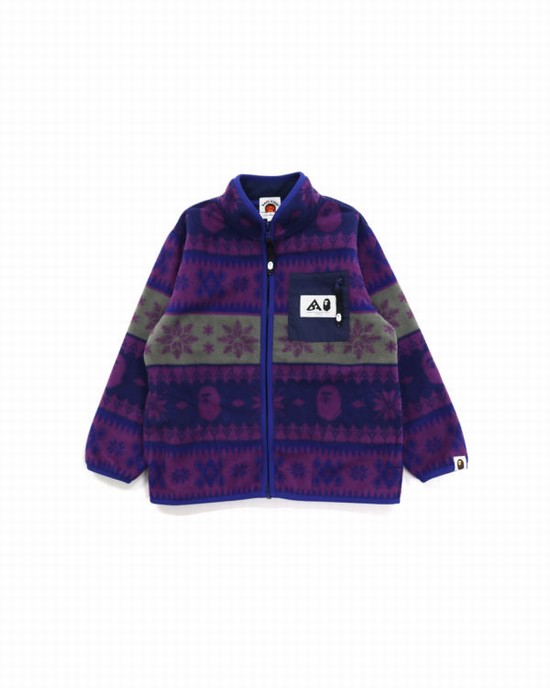 Dětské Bundy Bape Snow Pattern Stand Collar Fialové | 96570FIEC
