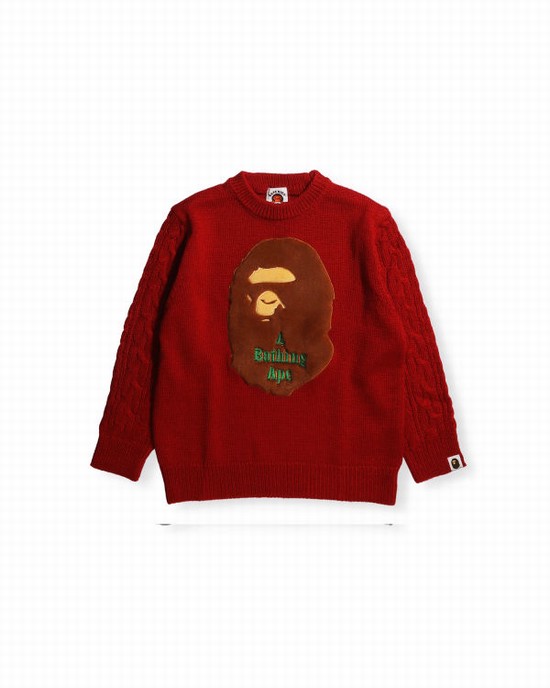 Dětské Knitwear Bape Ape Head Patch Světle Červené | 16794JPIO