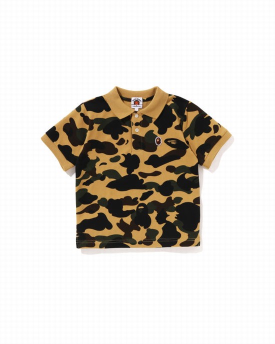 Dětské Košile Bape 1st Camo One Point Polo Žluté | 19702UWAR