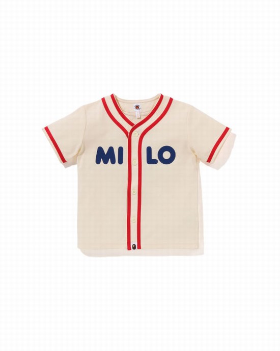 Dětské Košile Bape Milo Baseball Bílé | 38610EGQT