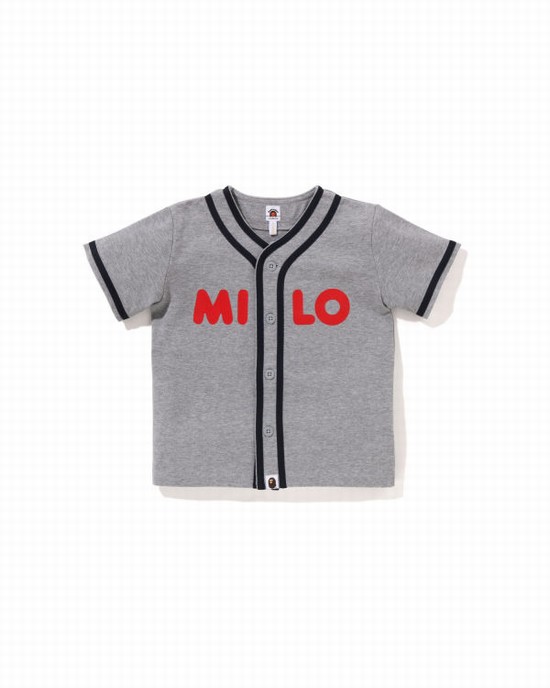 Dětské Košile Bape Milo Baseball Tmavě Šedé | 98465RCET