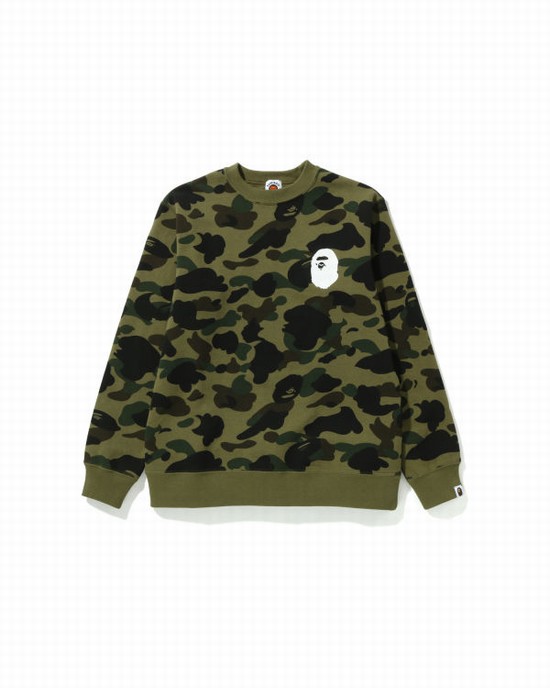 Dětské Mikiny Bape 1st Camo Ape Head Crewneck Jr Zelene | 62584MGKV