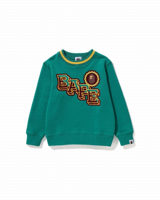 Dětské Mikiny Bape Ape Head Emblem Crewneck Zelene | 39526IRCS