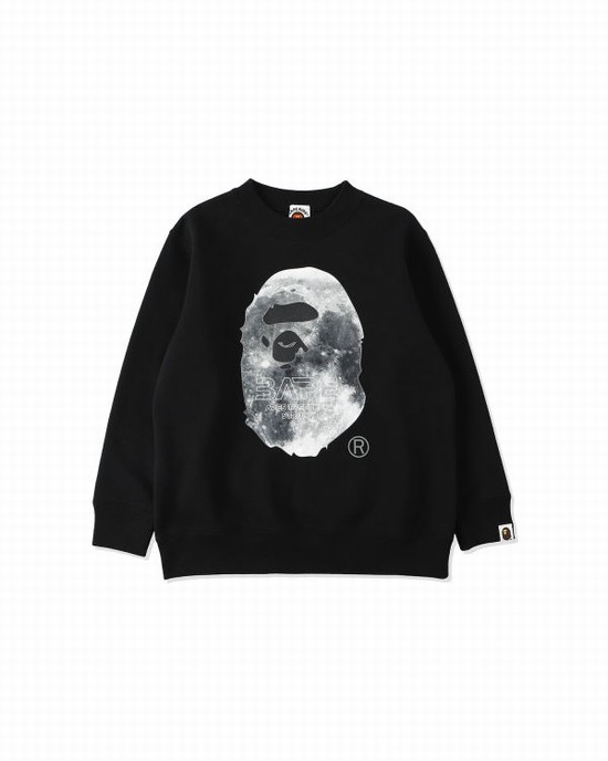 Dětské Mikiny Bape Ape Head Moon Crewneck Černé | 85693IRDA