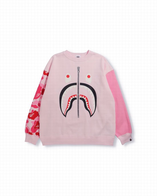 Dětské Mikiny Bape Big ABC Camo Shark Oversized Crew Neck Růžové | 71960ZKWM