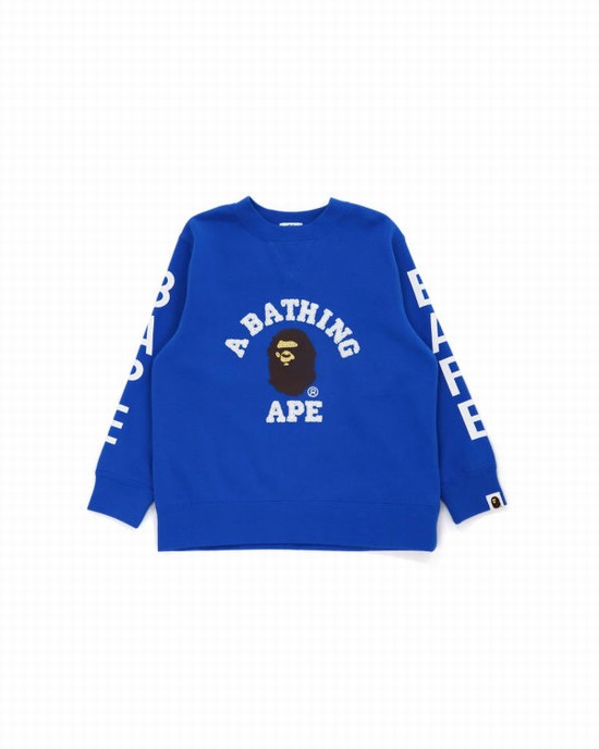 Dětské Mikiny Bape College Crewneck Blankyt | 65932CIEK