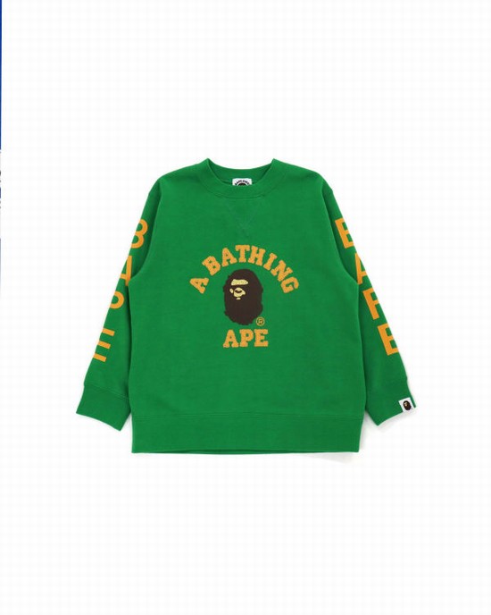 Dětské Mikiny Bape College Crewneck Zelene | 50249AFIZ