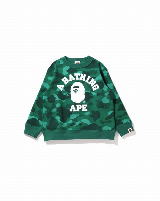 Dětské Mikiny Bape Color Camo College Crewneck Tyrkysové | 07568FWUK