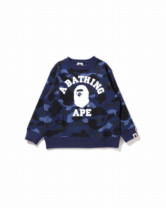 Dětské Mikiny Bape Color Camo College Crewneck Tmavě Blankyt Blankyt | 19640QRXD