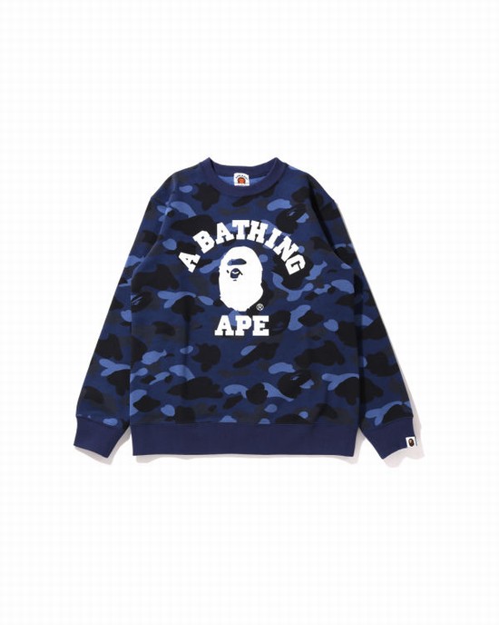 Dětské Mikiny Bape Color Camo College Crewneck JR Tmavě Blankyt Blankyt | 84237LWAZ