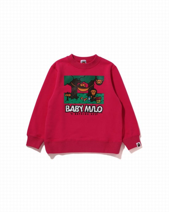 Dětské Mikiny Bape Milo Camo Hammock Crewneck Růžové | 32149RUSI