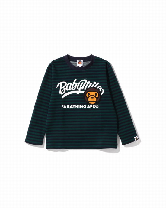Dětské Mikiny Bape Milo Patch Hoop Crewneck Tmavě Zelene | 86072FQVU