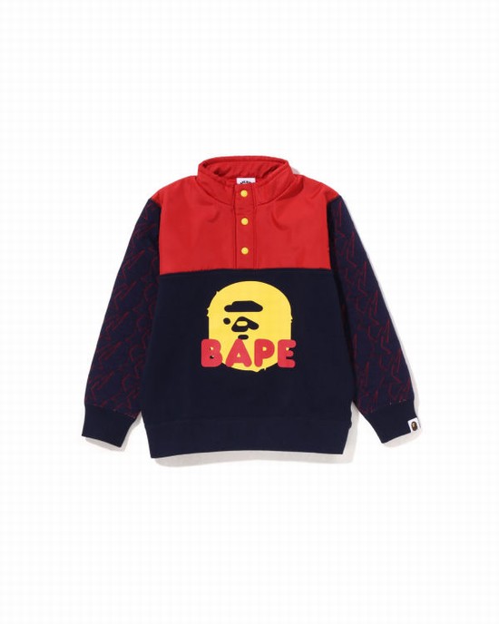 Dětské Mikiny Bape STA Quilting Ape Head Half Snap Blankyt | 69128PWJB