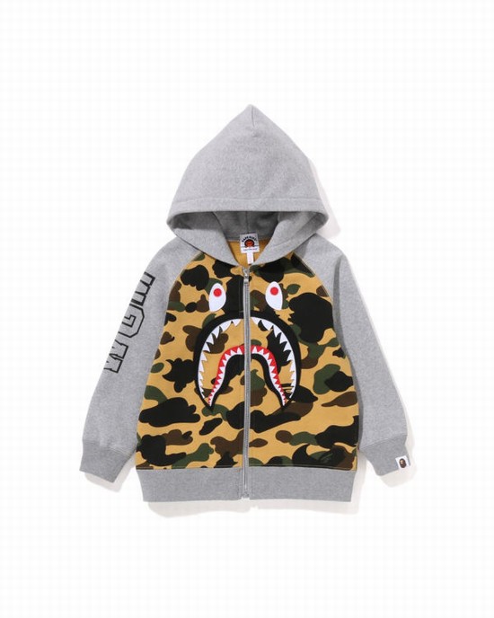 Dětské Mikiny S Kapucí Bape 1st Camo Shark Patch Zip Žluté | 19658OCVT
