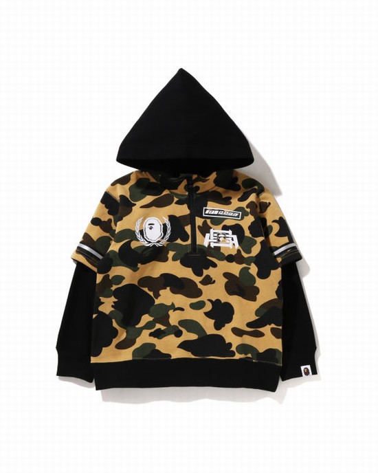 Dětské Mikiny S Kapucí Bape 1st Camo Závodní Layered Pullover Žluté | 78620UNPI