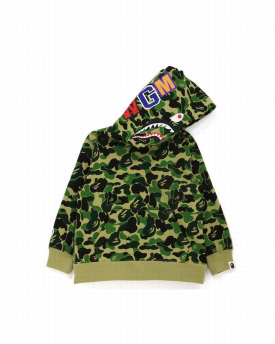 Dětské Mikiny S Kapucí Bape ABC Camo Shark Pullover Zelene | 20658DOTJ