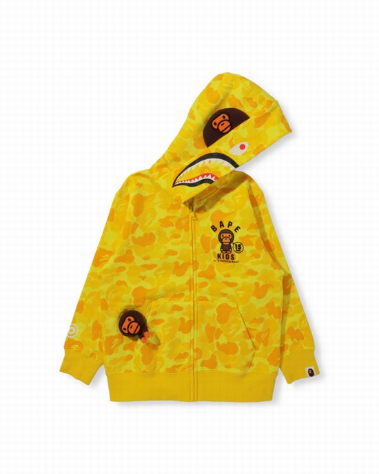 Dětské Mikiny S Kapucí Bape BK15th Anniversary ABC Camo Milo Zip Žluté | 20896GBTO