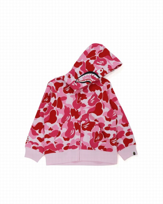 Dětské Mikiny S Kapucí Bape Big ABC Camo Shark Zip Růžové | 81259ACNL